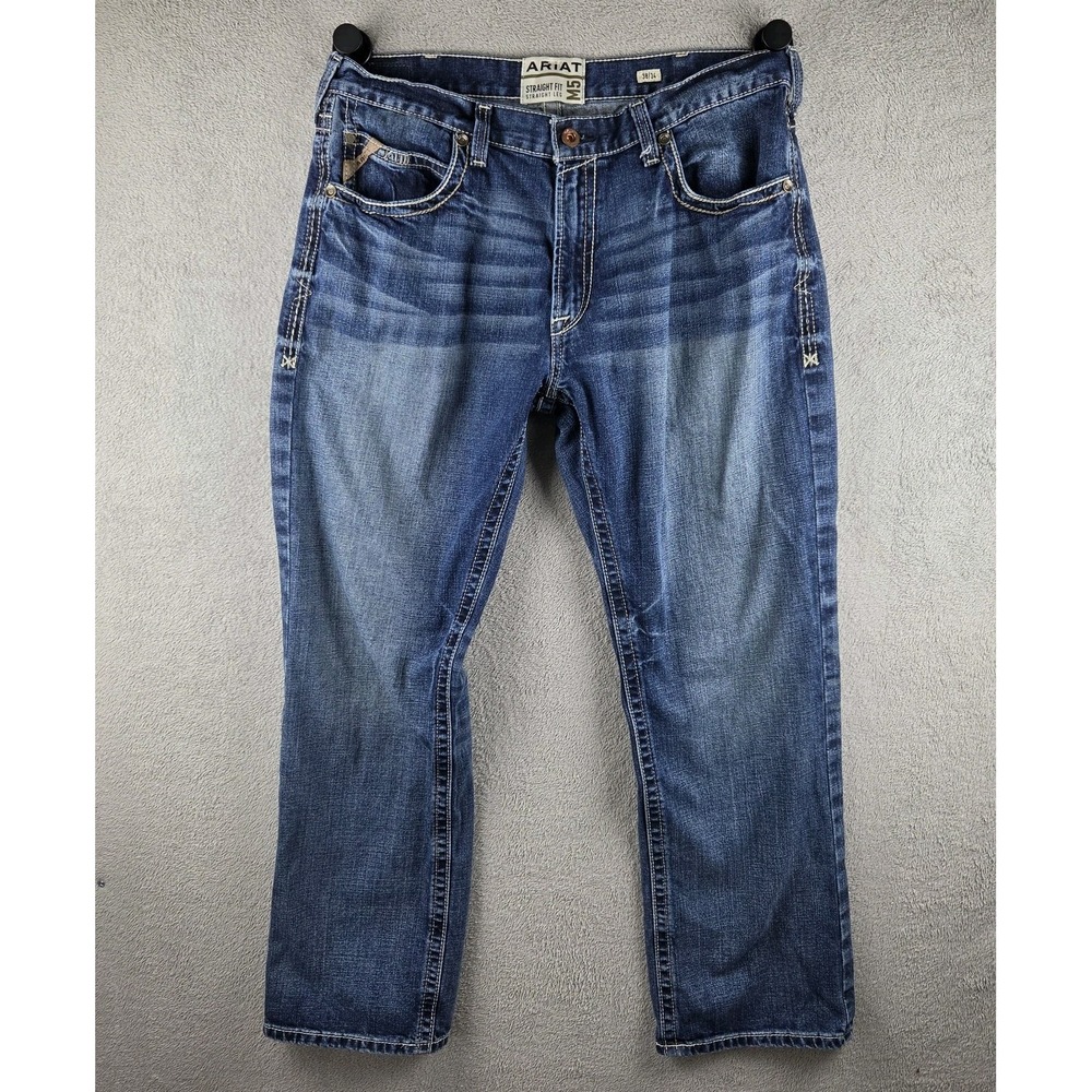 Ariat M5 Straight Fit Straight Leg Mens Jeans Blue Denim 38x34(38x31) Med Wash